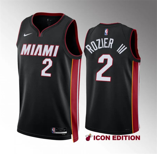 Men's Miami Heat #2 Terry Rozier III Black Icon Edition Stitched Basketball Jersey Men's Miami Heat #2 Terry Rozier III Black Icon Edition Stitched Basketball Jersey