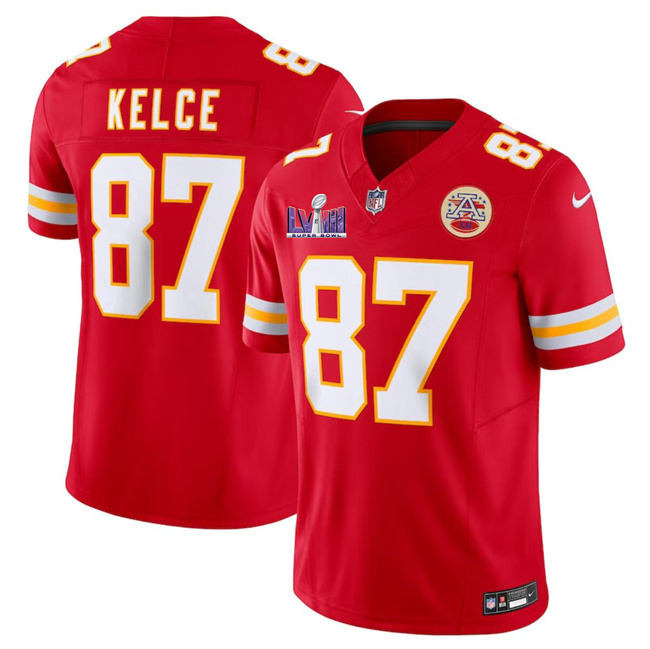 Youth Kansas City Chiefs #87 Travis Kelce Red Super Bowl LVIII Patch 2023 F.U.S.E. Vapor Untouchable Limited Stitched Jersey Youth Kansas City Chiefs #87 Travis Kelce Red Super Bowl LVIII Patch 2023 F.U.S.E. Vapor Untouchable Limited Stitched Jersey