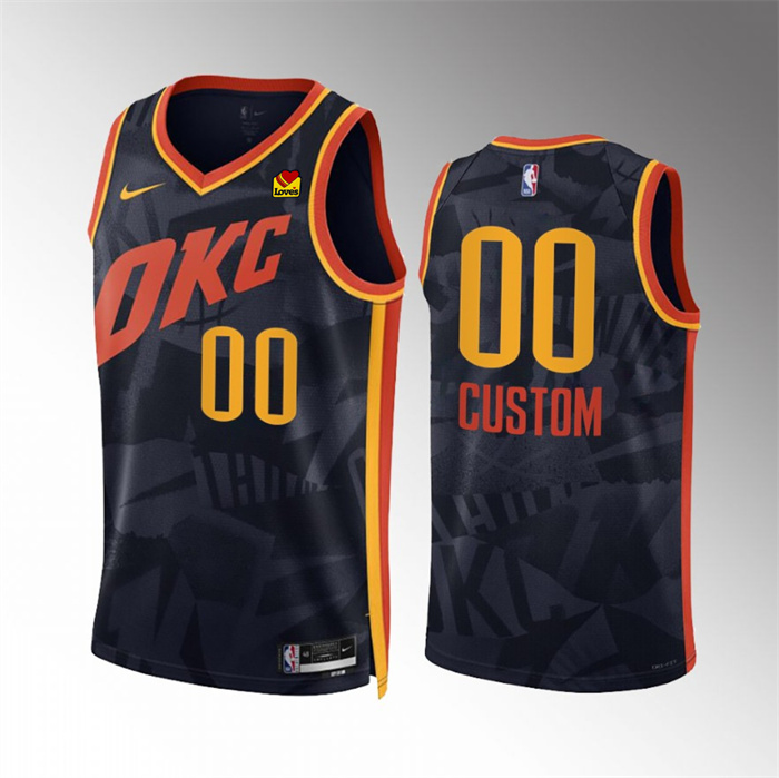 Men's Oklahoma City Thunder Active Player Custom Black 2023/24 City Edition Stitched Basketball Jersey Men's Oklahoma City Thunder Active Player Custom Black 2023/24 City Edition Stitched Basketball Jersey