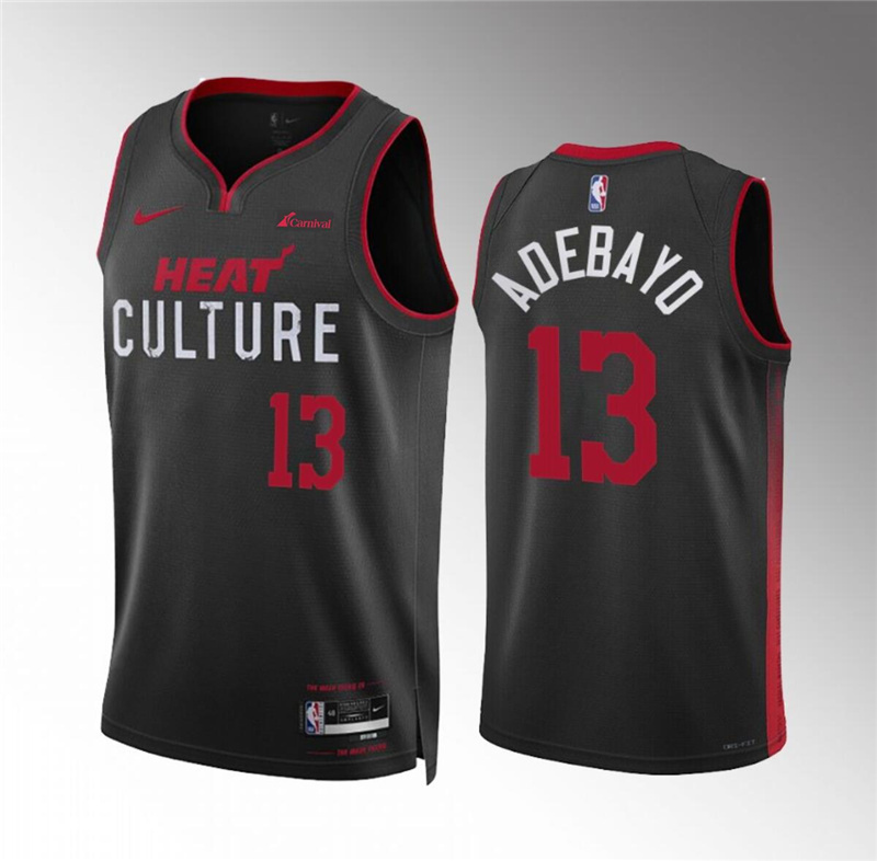 Men's Miami Heat #13 Bam Adebayo Black 2023/24 City Edition Stitched Basketball Jersey Men's Miami Heat #13 Bam Adebayo Black 2023/24 City Edition Stitched Basketball Jersey
