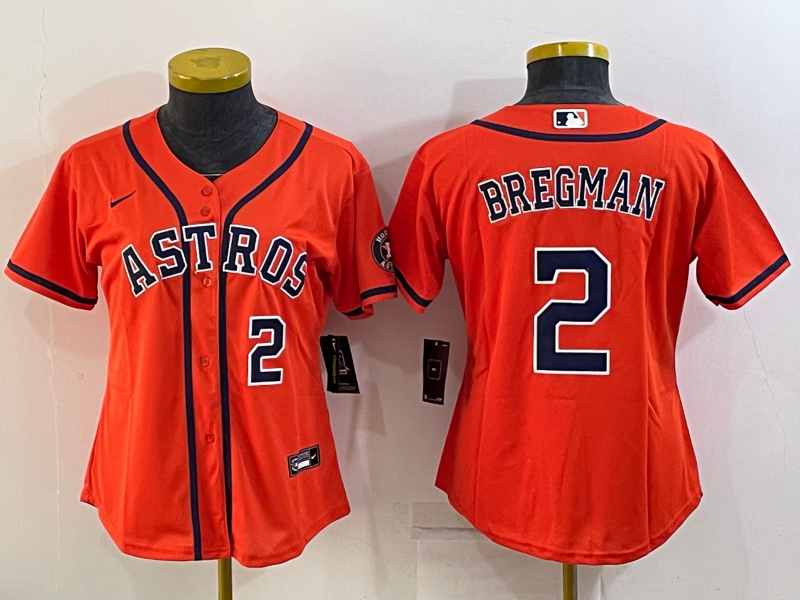 Women's Houston Astros #2 Alex Bregman Orange With Patch Cool Base Stitched Baseball Jersey(Run Small) Women's Houston Astros #2 Alex Bregman Orange With Patch Cool Base Stitched Baseball Jersey(Run Small)