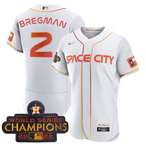 Men's Houston Astros #2 Alex Bregman White With 2022 World Serise Champions Patch Stitched Baseball Jersey Men's Houston Astros #2 Alex Bregman White With 2022 World Serise Champions Patch Stitched Baseball Jersey