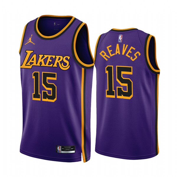 Men's Los Angeles Lakers #15 Austin Reaves 2022/23 Purple Statement Edition Stitched Basketball Jersey Men's Los Angeles Lakers #15 Austin Reaves 2022/23 Purple Statement Edition Stitched Basketball Jersey