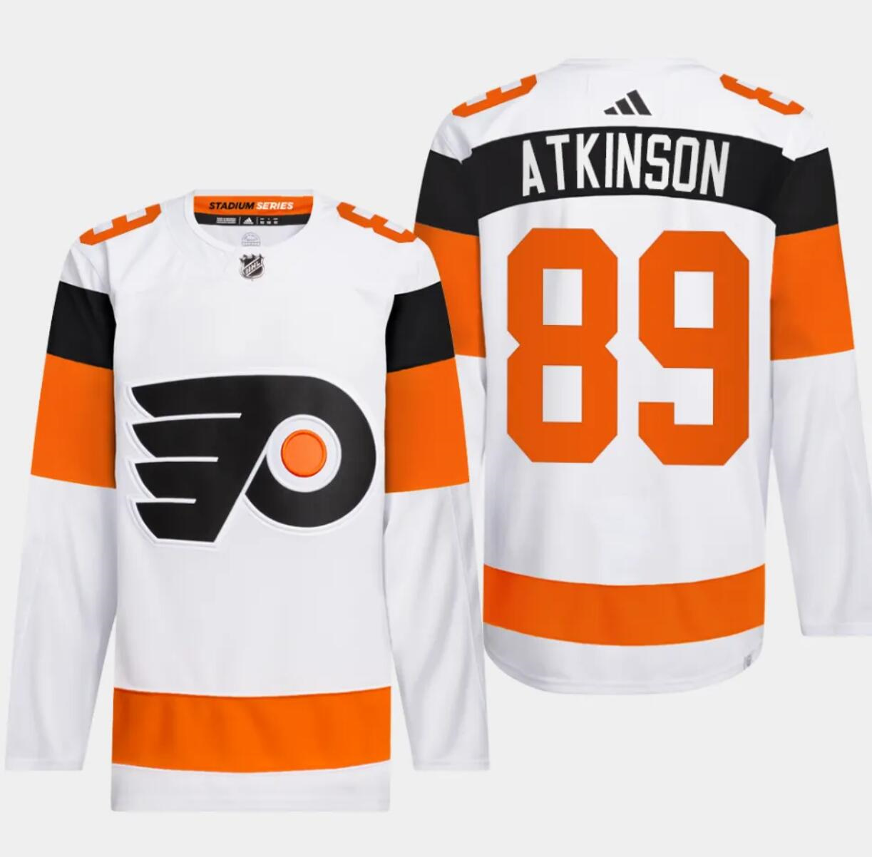 Men's Philadelphia Flyers #89 Cam Atkinson White 2024 Stadium Series Stitched Jersey Men's Philadelphia Flyers #89 Cam Atkinson White 2024 Stadium Series Stitched Jersey