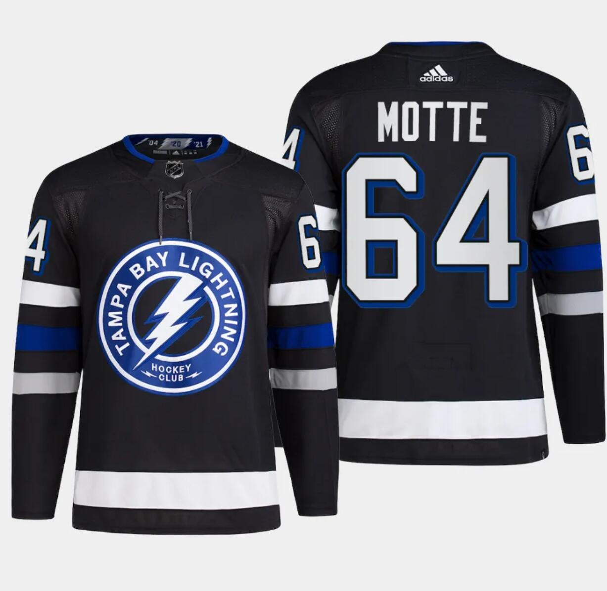 Men's Tampa Bay Lightning #64 Tyler Motte Black Alternate Premier Breakaway Stitched Jersey Men's Tampa Bay Lightning #64 Tyler Motte Black Alternate Premier Breakaway Stitched Jersey