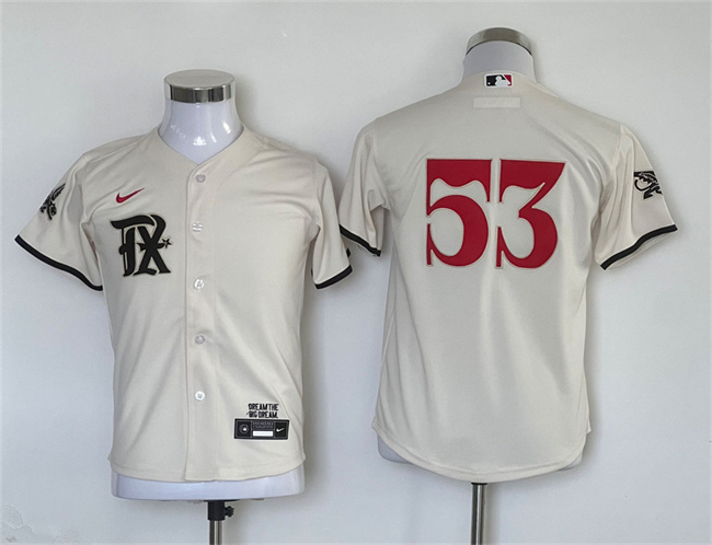 Youth Texas Rangers #53 Adolis García Cream 2023 City Connect Stitched Baseball Jersey
