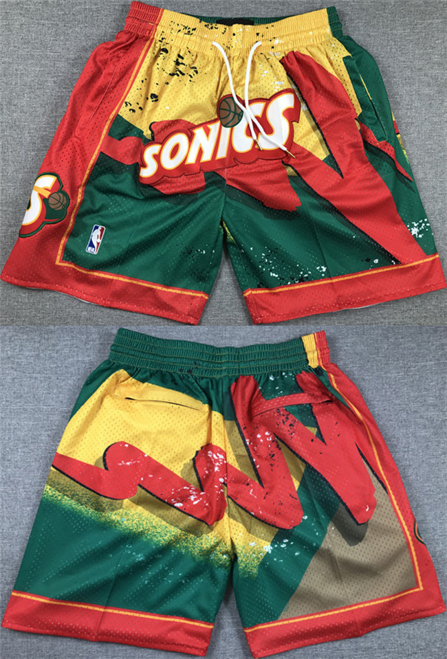 Men's Oklahoma City Thunder Green/Yellow/Red SuperSonics Shorts (Run Small) Men's Oklahoma City Thunder Green/Yellow/Red SuperSonics Shorts (Run Small)