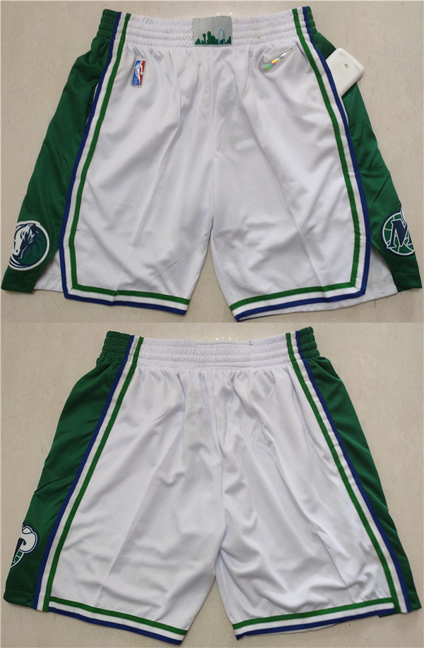 Men's Dallas Mavericks White/Green 75th Anniversary Shorts (Run Small) Men's Dallas Mavericks White/Green 75th Anniversary Shorts (Run Small)