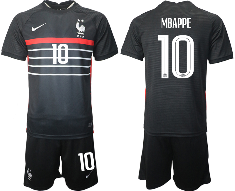 Men's France #10 Mbappe Black 2022 FIFA World Cup Home Soccer Jersey Suit