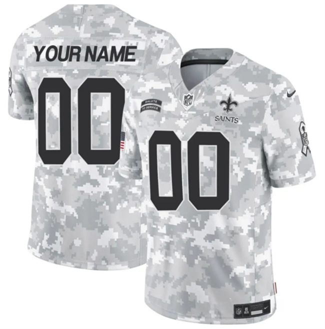 Youth New Orleans Saints Active Player Custom 2024 F.U.S.E Arctic Camo Salute to Service Limited Stitched Football Jersey