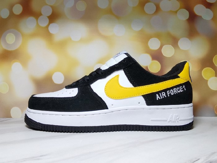 Men's Air Force 1 Low White/Black/Yellow Shoes 0220 Men's Air Force 1 Low White/Black/Yellow Shoes 0220