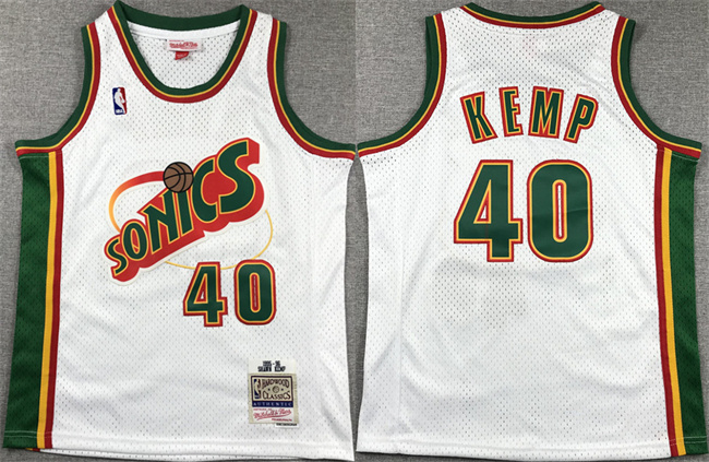 Youth Oklahoma City Thunder #40 Shawn Kemp White Stitched Basketball Jersey