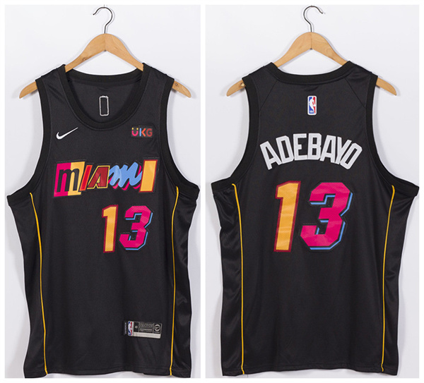 Men's Miami Heat #13 Bam Adebayo Black 2021/2022 City Edition Stitched Jersey Men's Miami Heat #13 Bam Adebayo Black 2021/2022 City Edition Stitched Jersey