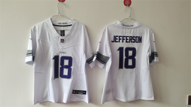 Women's Minnesota Vikings #18 Justin Jefferson White F.U.S.E Vapor Untouchable Limited Stitched Jersey(Run Small)