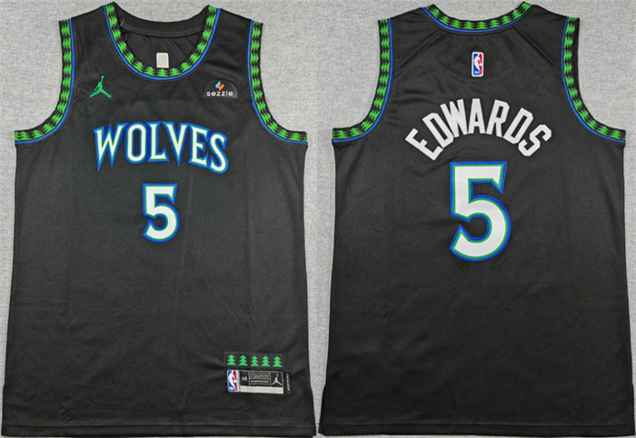 Men's Minnesota Timberwolves #5 Anthony Edwards Black 2026 Statement Edition Stitched Basketball Jersey