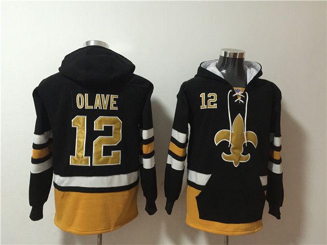 Men's New Orleans Saints #12 Chris Olave Black Ageless Must-Have Lace-Up Pullover Hoodie Men's New Orleans Saints #12 Chris Olave Black Ageless Must-Have Lace-Up Pullover Hoodie