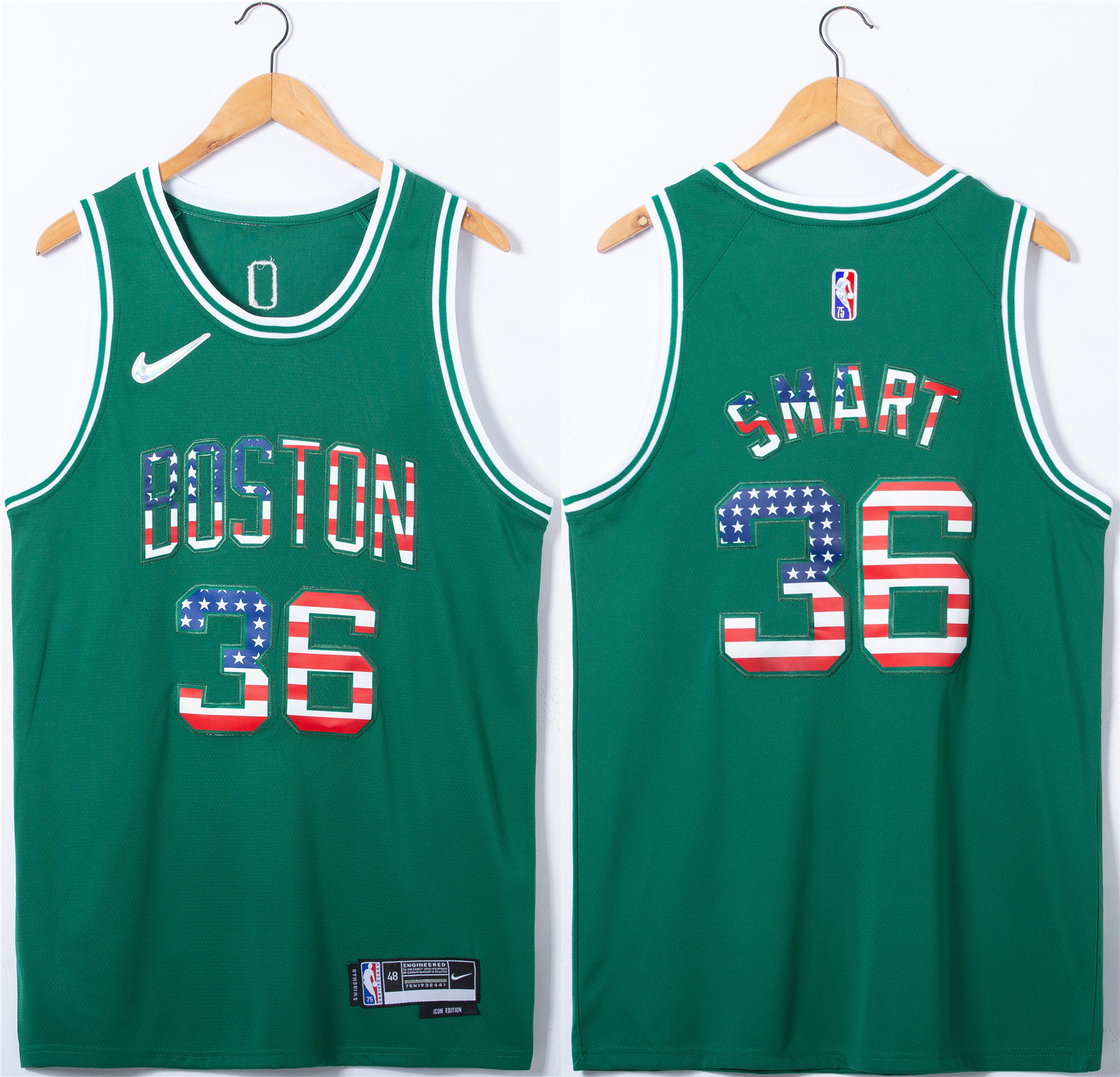 Men's Boston Celtics #36 Marcus Smart USA Flag Green Stitched Jersey Men's Boston Celtics #36 Marcus Smart USA Flag Green Stitched Jersey