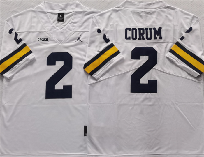 Men's Michigan Wolverines #2 CORUM White Stitched Jersey Men's Michigan Wolverines #2 CORUM White Stitched Jersey