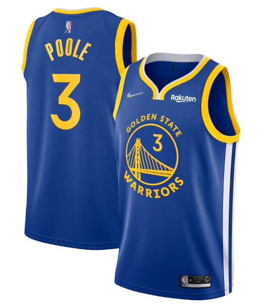 Men's Golden State Warriors #3 Jordan Poole 2022 Royal 75th Anniversary Stitched Jersey Men's Golden State Warriors #3 Jordan Poole 2022 Royal 75th Anniversary Stitched Jersey