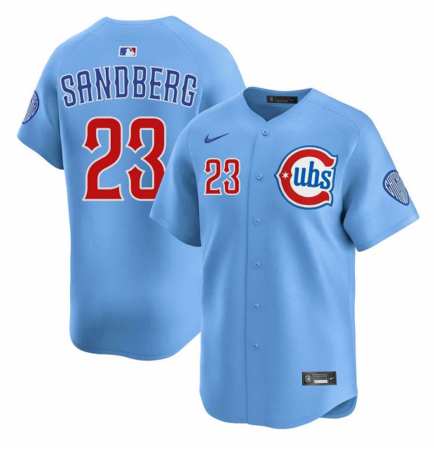 Men's Chicago Cubs #23 Ryne Sandberg Blue 2024/25 2nd Alternate Limited Stitched Baseball Jersey Men's Chicago Cubs #23 Ryne Sandberg Blue 2024/25 2nd Alternate Limited Stitched Baseball Jersey