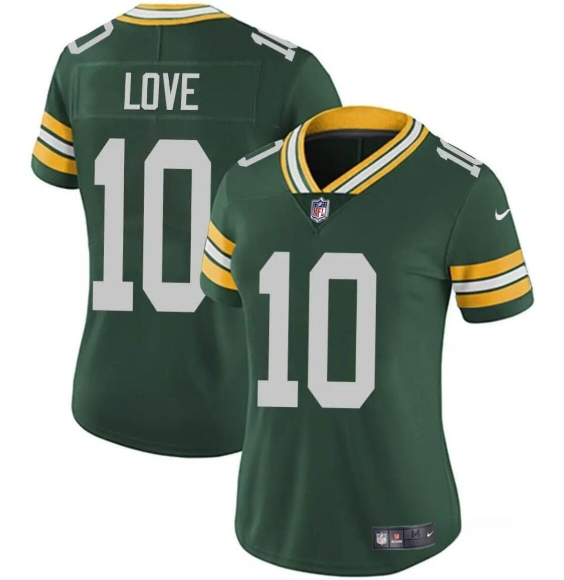 Women's Green Bay Packers #10 Jordan Love Green Vapor Untouchable Limited Stitched Jersey(Run Small) Women's Green Bay Packers #10 Jordan Love Green Vapor Untouchable Limited Stitched Jersey(Run Small)