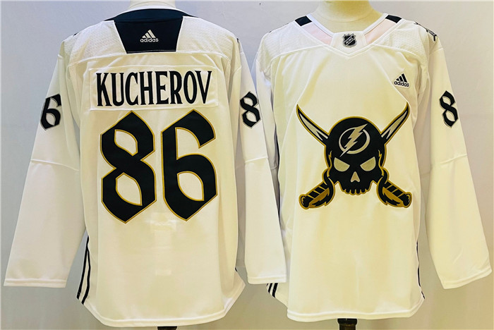 Men's Tampa Bay Lightning #86 Nikita Kucherov White Stitched Jersey Men's Tampa Bay Lightning #86 Nikita Kucherov White Stitched Jersey