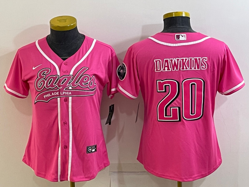 Women's Philadelphia Eagles #20 Brian Dawkins Pink With Patch Cool Base Stitched Baseball Jersey(Run Small) Women's Philadelphia Eagles #20 Brian Dawkins Pink With Patch Cool Base Stitched Baseball Jersey(Run Small)