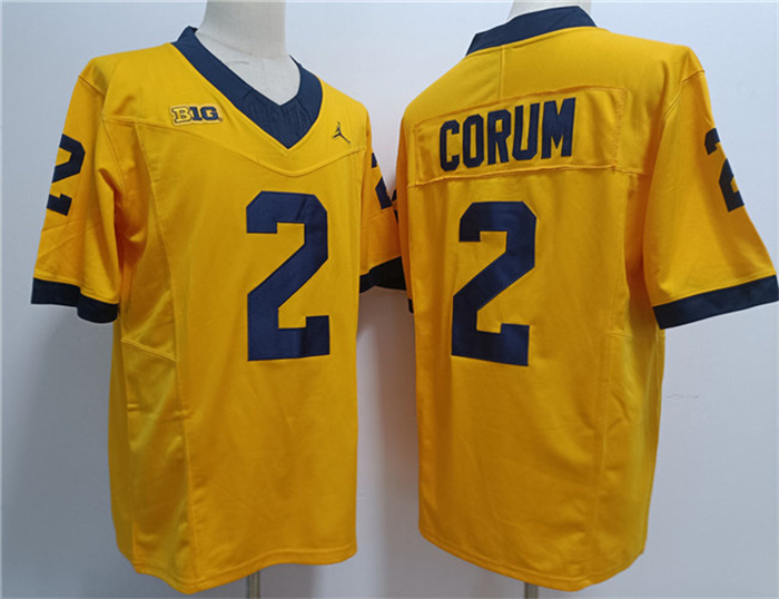 Men's Michigan Wolverines #2 Blake Corum Yellow Stitched Jersey Men's Michigan Wolverines #2 Blake Corum Yellow Stitched Jersey