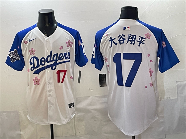 Men's Los Angeles Dodgers #17 大谷翔平 White/Royal 2025 World Series Champions Patch Tokyo Series Limited Stitched Baseball Jersey Men's Los Angeles Dodgers #17 大谷翔平 White/Royal 2025 World Series Champions Patch Tokyo Series Limited Stitched Baseball Jersey