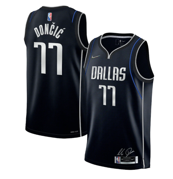 Men's Dallas Mavericks #77 Luka Doncic 2022 Navy 75th Anniversary Select Series Rookie Of The Year Swingman Jersey Men's Dallas Mavericks #77 Luka Doncic 2022 Navy 75th Anniversary Select Series Rookie Of The Year Swingman Jersey