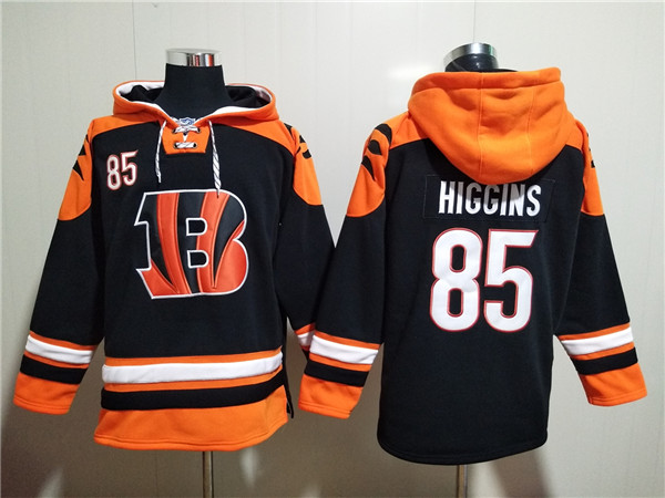 Men's Cincinnati Bengals #85 Tee Higgins Orange/Black Ageless Must-Have Lace-Up Pullover Hoodie Men's Cincinnati Bengals #85 Tee Higgins Orange/Black Ageless Must-Have Lace-Up Pullover Hoodie