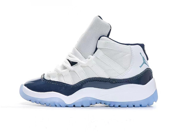 Youth Running Weapon Air Jordan 11 White/Navy Shoes 005