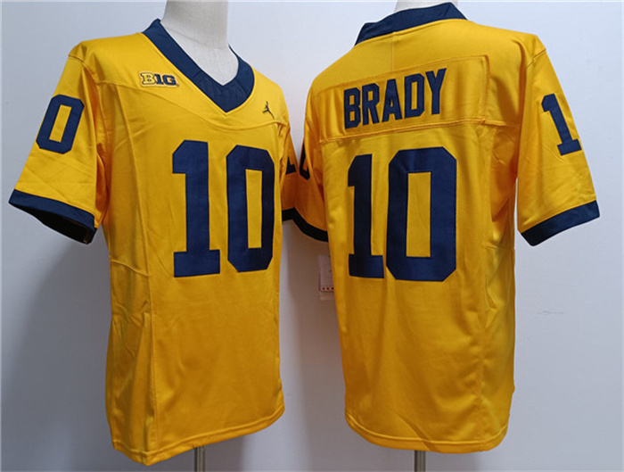 Men's Michigan Wolverines #10 Tom Brady Yellow Stitched Jersey Men's Michigan Wolverines #10 Tom Brady Yellow Stitched Jersey