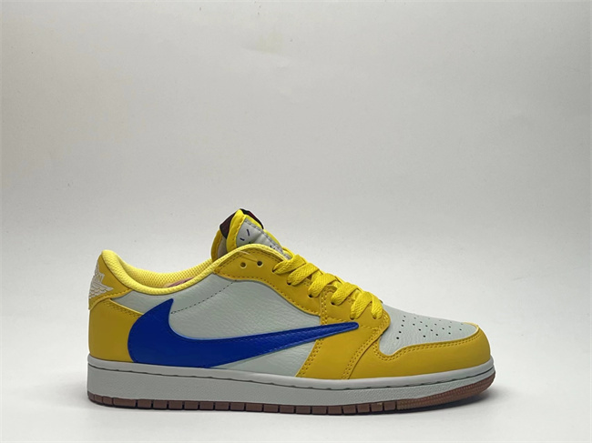 Women's Running Weapon Air Jordan 1 Low Yellow/White/Blue Shoes 0450