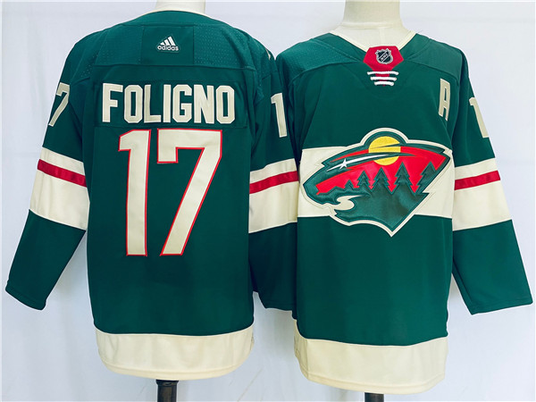 Men's Minnesota Wild #17 Marcus Foligno Green Stitched Jersey Men's Minnesota Wild #17 Marcus Foligno Green Stitched Jersey