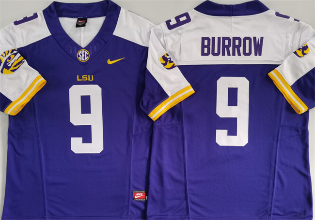Men's LSU Tigers #9 Joe Burreaux Purple/White F.U.S.E. Stitched Jersey Men's LSU Tigers #9 Joe Burreaux Purple/White F.U.S.E. Stitched Jersey
