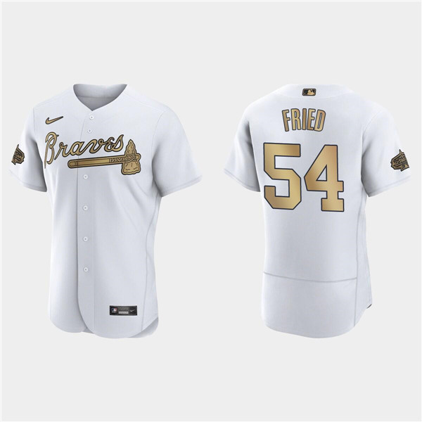 Men's Atlanta Braves #54 Max Fried 2022 All-Star White Flex Base Stitched Baseball Jersey Men's Atlanta Braves #54 Max Fried 2022 All-Star White Flex Base Stitched Baseball Jersey
