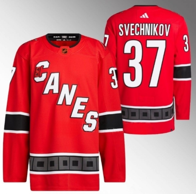 Men's Carolina Hurricanes #37 Andrei Svechnikov 2022/23 Reverse Retro Red Stitched Jersey Men's Carolina Hurricanes #37 Andrei Svechnikov 2022/23 Reverse Retro Red Stitched Jersey