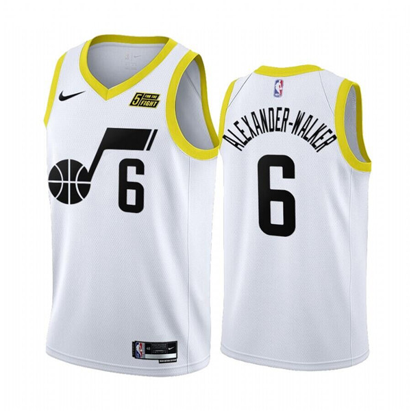 Men's Utah Jazz #6 Nickeil Alexander-Walker 2022/23 White Association Edition Stitched Basketball Jersey Men's Utah Jazz #6 Nickeil Alexander-Walker 2022/23 White Association Edition Stitched Basketball Jersey