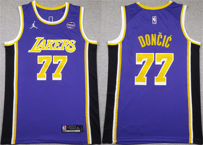 Men's Los Angeles Lakers #77 Luka Dončić Puple 2025 Stitched Basketball Jersey Men's Los Angeles Lakers #77 Luka Dončić Puple 2025 Stitched Basketball Jersey
