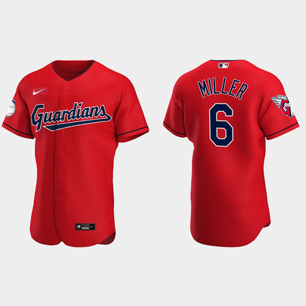 Men's Cleveland Guardians #6 Owen Miller Red Flex Base Stitched Jersey Men's Cleveland Guardians #6 Owen Miller Red Flex Base Stitched Jersey