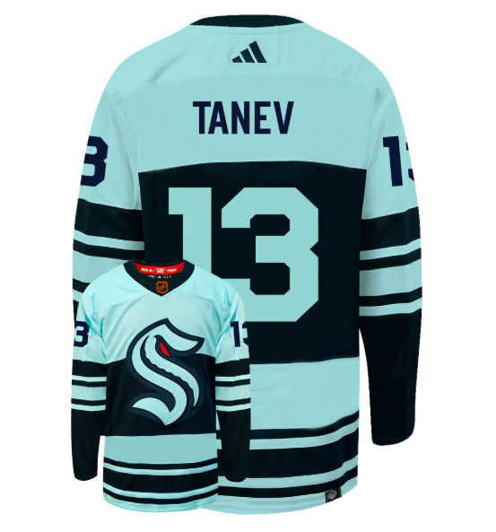 Men's Seattle Kraken #13 Brandon Tanev Ice Blue 2022-23 Reverse Retro Stitched Jersey Men's Seattle Kraken #13 Brandon Tanev Ice Blue 2022-23 Reverse Retro Stitched Jersey