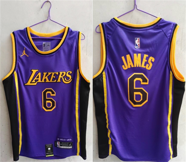 Men's Los Angeles Lakers #6 LeBron James Purple Stitched Basketball Jersey Men's Los Angeles Lakers #6 LeBron James Purple Stitched Basketball Jersey