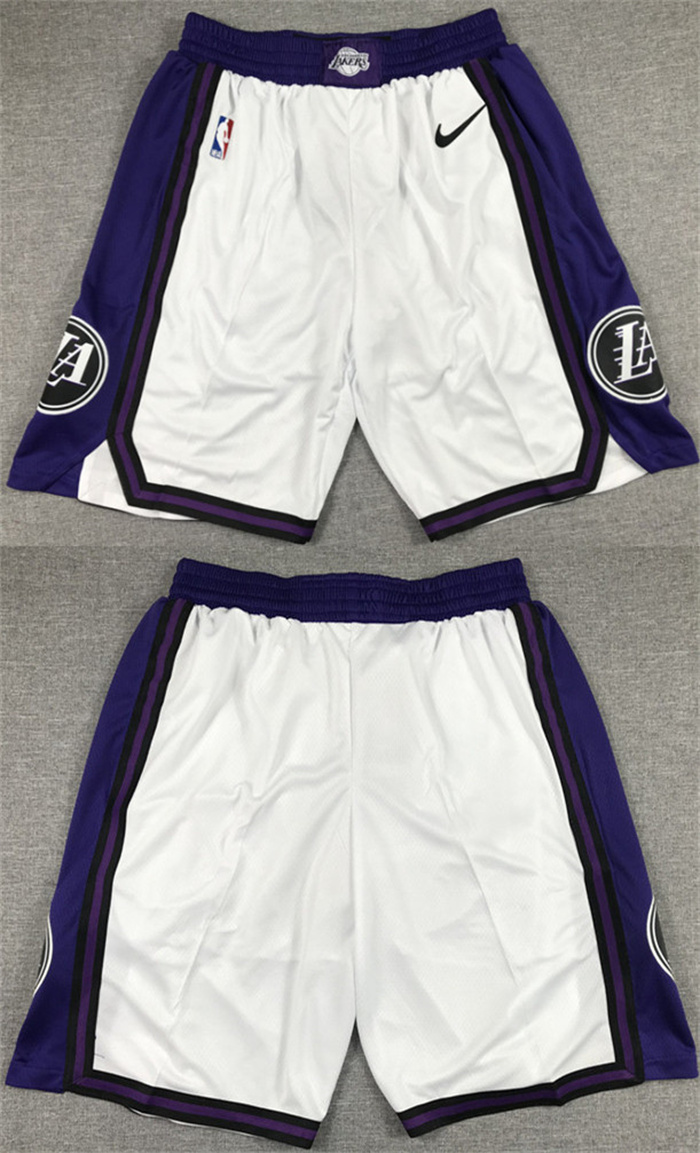 Men's Los Angeles Lakers White/Purple Shorts (Run Small) Men's Los Angeles Lakers White/Purple Shorts (Run Small)