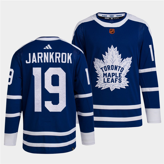 Men's Toronto Maple Leafs Black #19 Calle Jarnkrok Blue 2022 Reverse Retro Stitched Jersey Men's Toronto Maple Leafs Black #19 Calle Jarnkrok Blue 2022 Reverse Retro Stitched Jersey