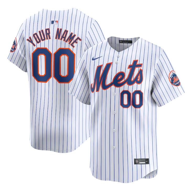 Men's New York Mets Customized White 2024 Home Limited Stitched Baseball Jersey Men's New York Mets Customized White 2024 Home Limited Stitched Baseball Jersey