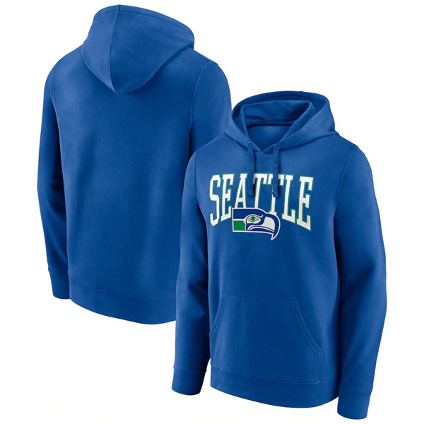 Men's Seattle Seahawks Royal Gridiron Classics Campus Standard Pullover Hoodie Men's Seattle Seahawks Royal Gridiron Classics Campus Standard Pullover Hoodie