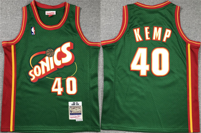 Youth Oklahoma City Thunder #40 Shawn Kemp Green Stitched Basketball Jersey