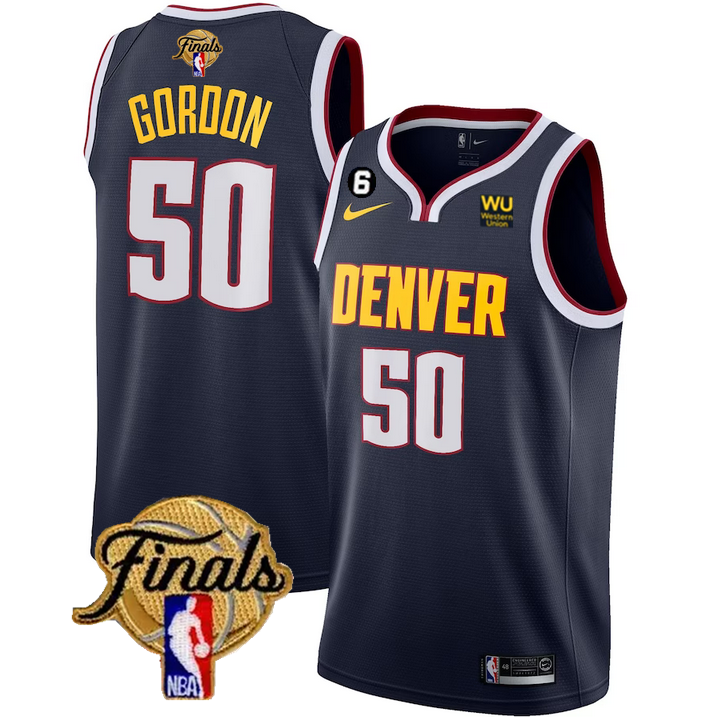 Men's Denver Nuggets #50 Aaron Gordon Navy 2023 Finals Icon Edition With NO.6 Patch Stitched Basketball Jersey Men's Denver Nuggets #50 Aaron Gordon Navy 2023 Finals Icon Edition With NO.6 Patch Stitched Basketball Jersey