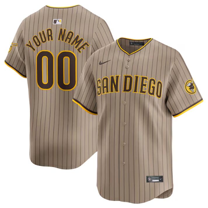 Men's San Diego Padres Customized Tan 2024 Alternate Limited Stitched Baseball Jersey Men's San Diego Padres Customized Tan 2024 Alternate Limited Stitched Baseball Jersey